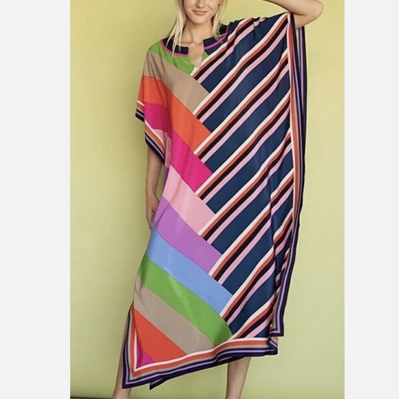 Silk Dress Trina Turk Caftan TRINA TURK NWT THEODORA SILK MAXI